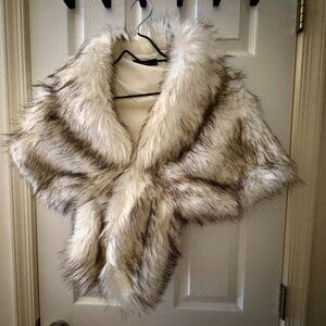 Faux White Fur Shawl